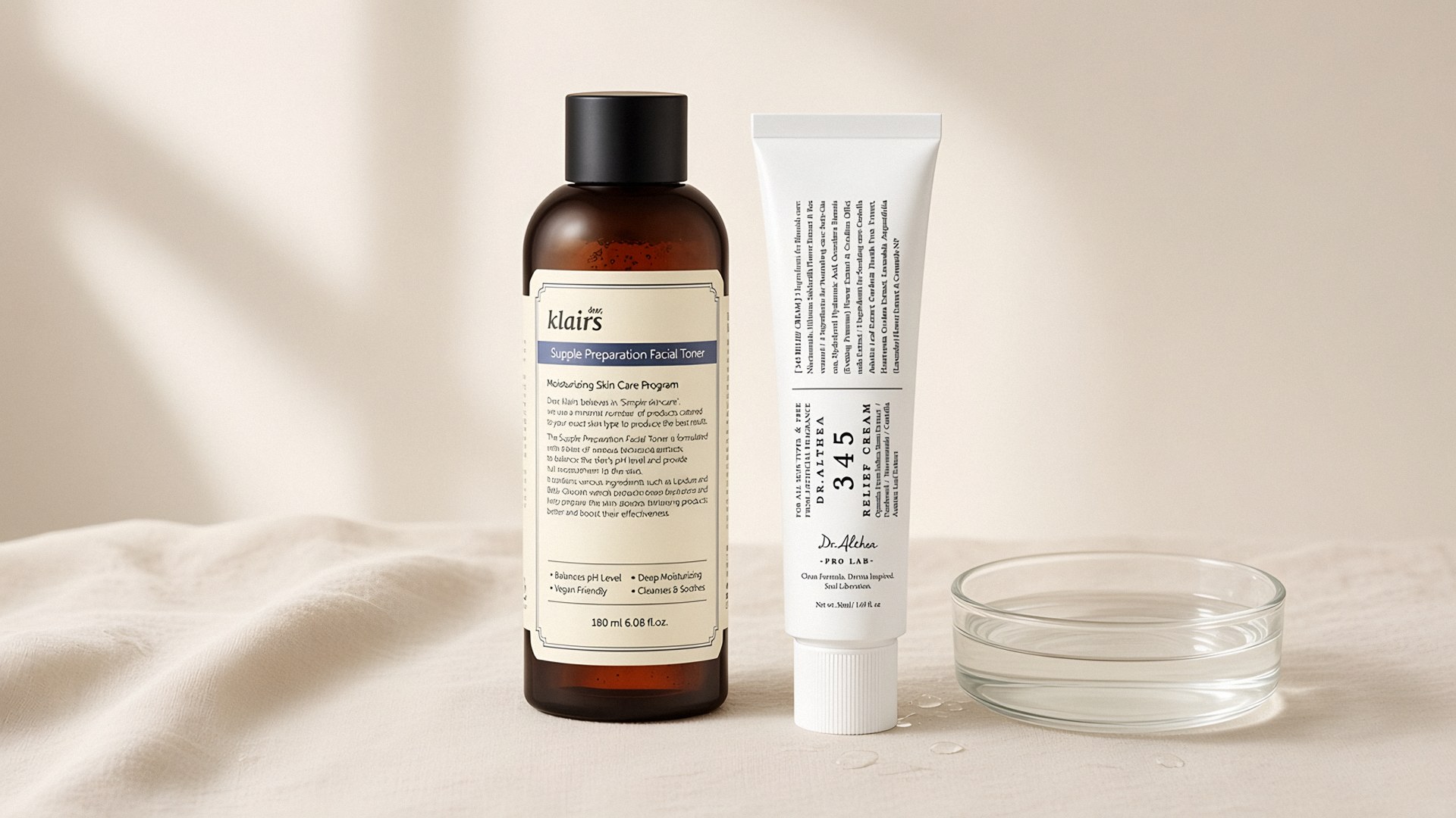 Press-in toner, a light cream, and a matte SPF